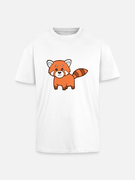 Roter Panda - Oversized Heavyweight Unisex T-Shirt - Weiß