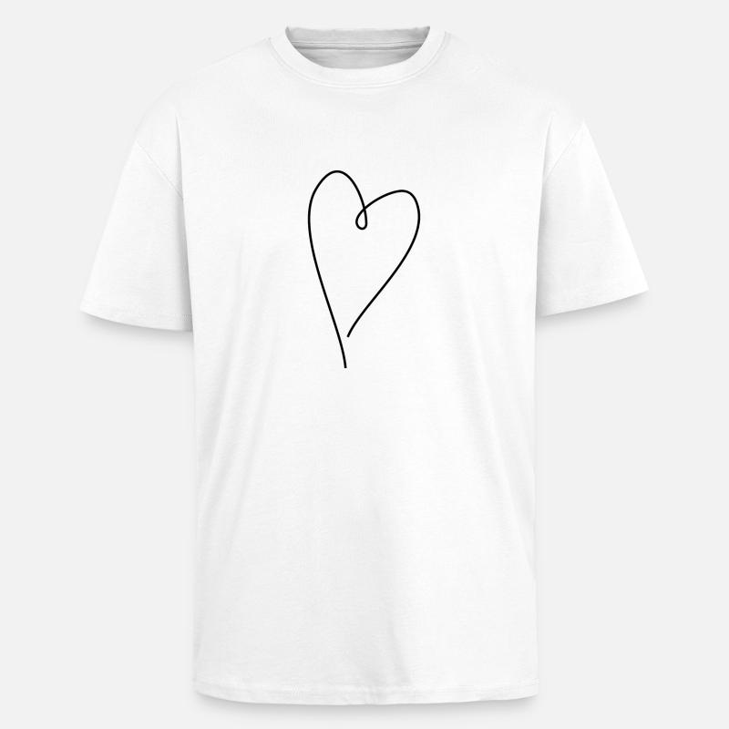 Cuore nero - Maglietta oversize spessa - bianco