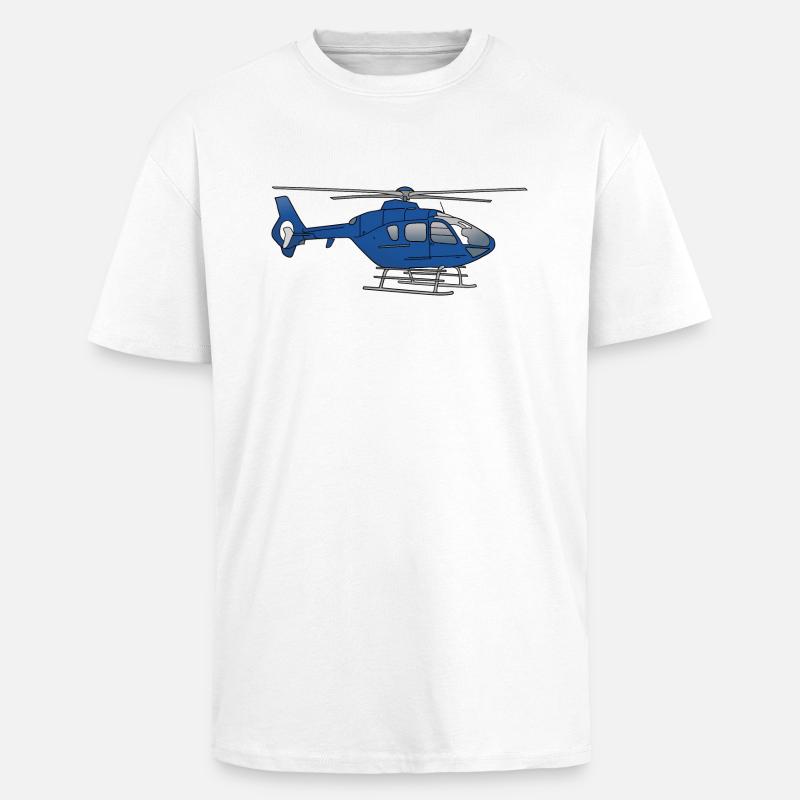 Blauer Hubschrauber Helikopter - Oversized Heavyweight Unisex T-Shirt - Weiß