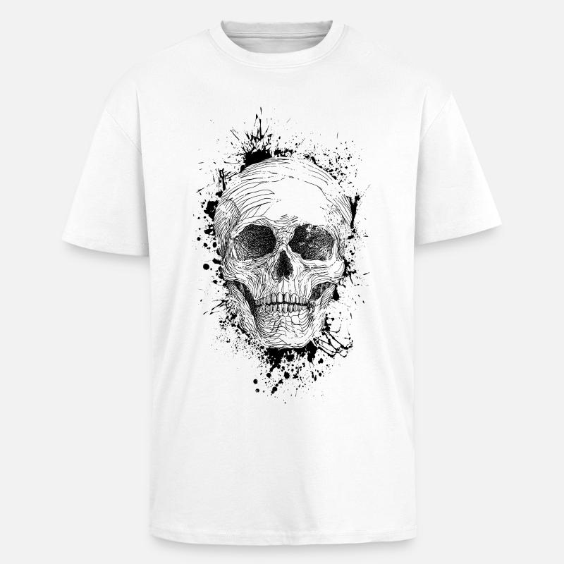 Crâne - T-shirt unisexe oversize épais - blanc