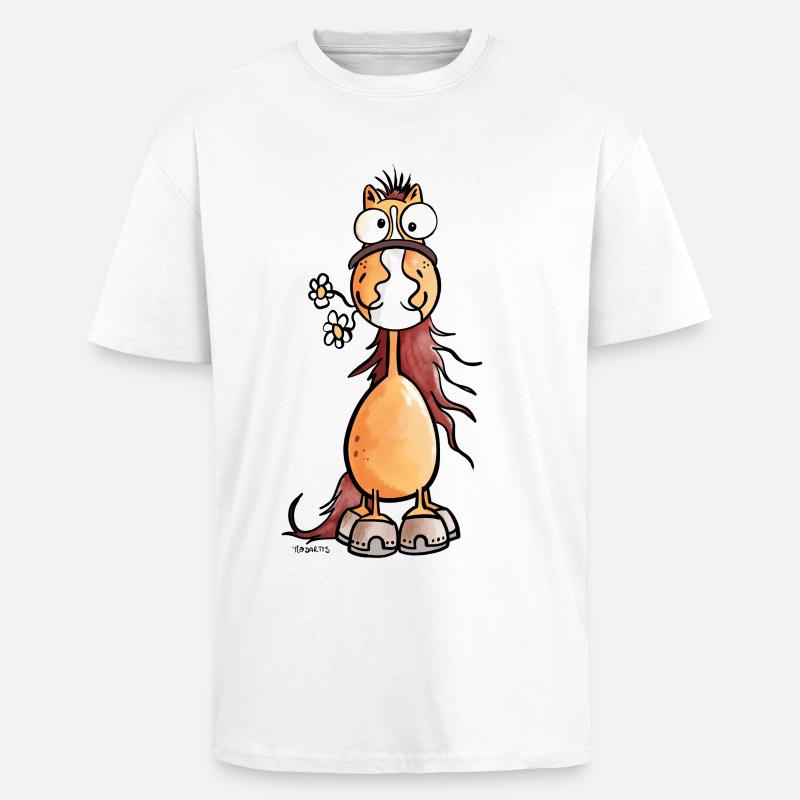 Da steht ein Pferdchen - Oversized Heavyweight Unisex T-Shirt - Weiß