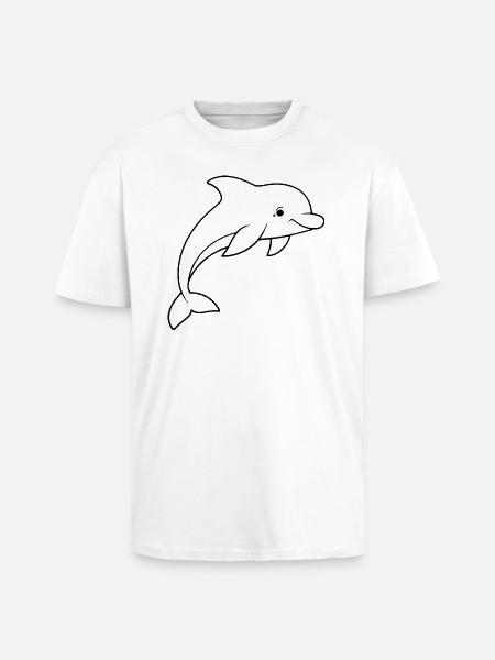Minimalistic Dolphin - Unisex Oversized Heavyweight T-shirt - white