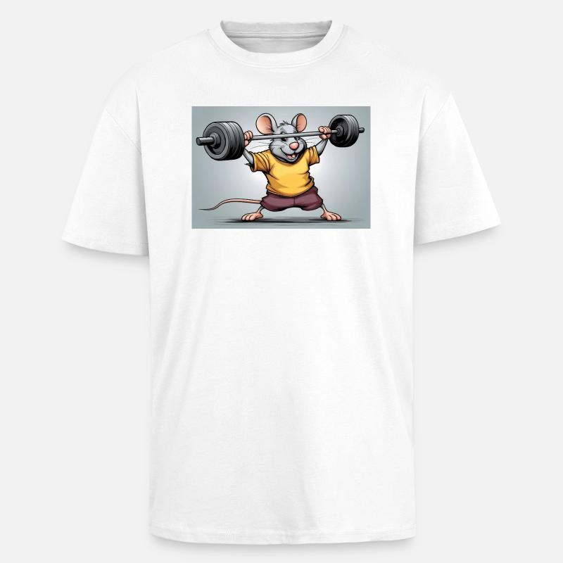 Power mouse during strength training - Unisex Oversized Heavyweight T-shirt - white