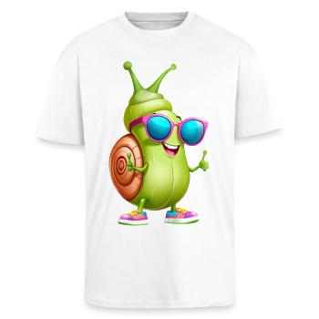 Sonnenbrillen-Snail Streetstyle - Oversized Heavyweight Unisex T-Shirt - Weiß - Vorne - Alina (178cm) & Michal (187cm)