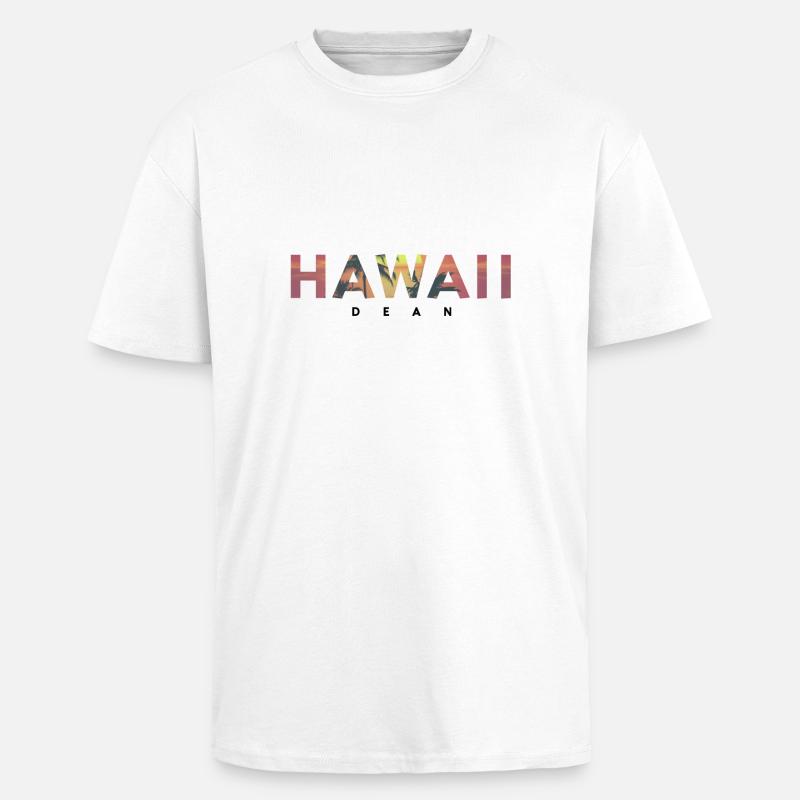 Coucher de soleil hawaïenne - T-shirt unisexe oversize épais - blanc