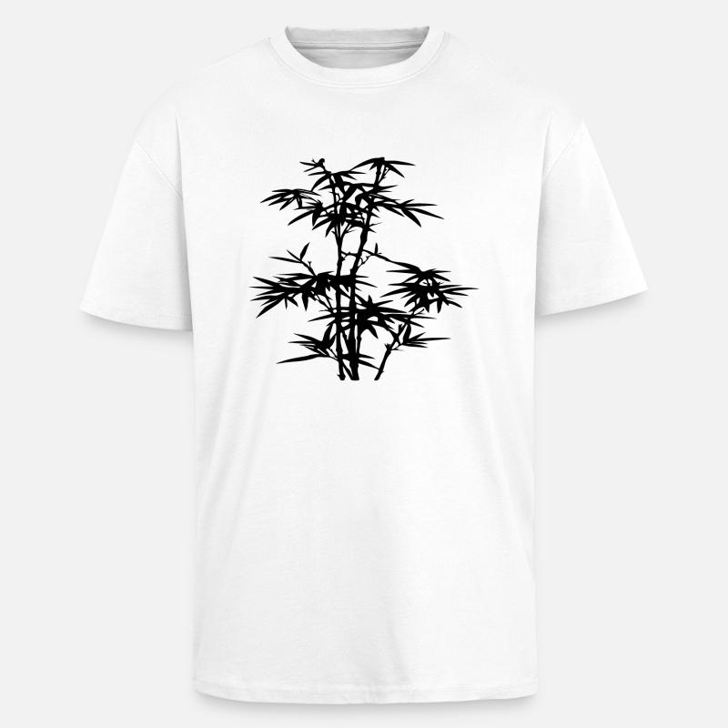 Bambus Silhouette Pflanze Geschenkidee Asien - Unisex Oversized Heavyweight T-shirt - white