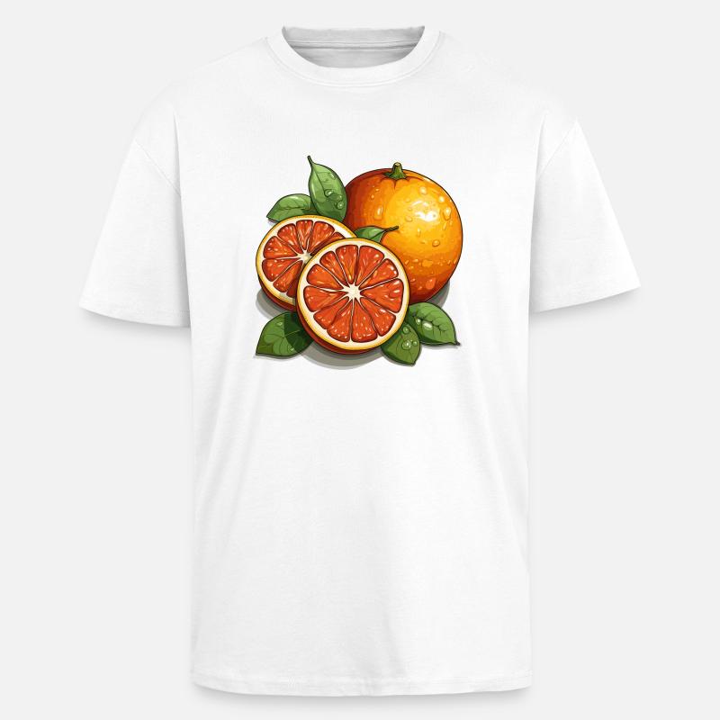 Orange - Illustration - Oversized Heavyweight Unisex T-Shirt - Weiß