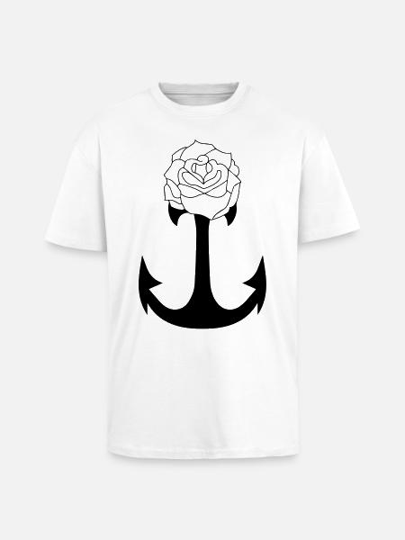 Ancre & Rose Tattoo - T-shirt unisexe oversize épais - blanc
