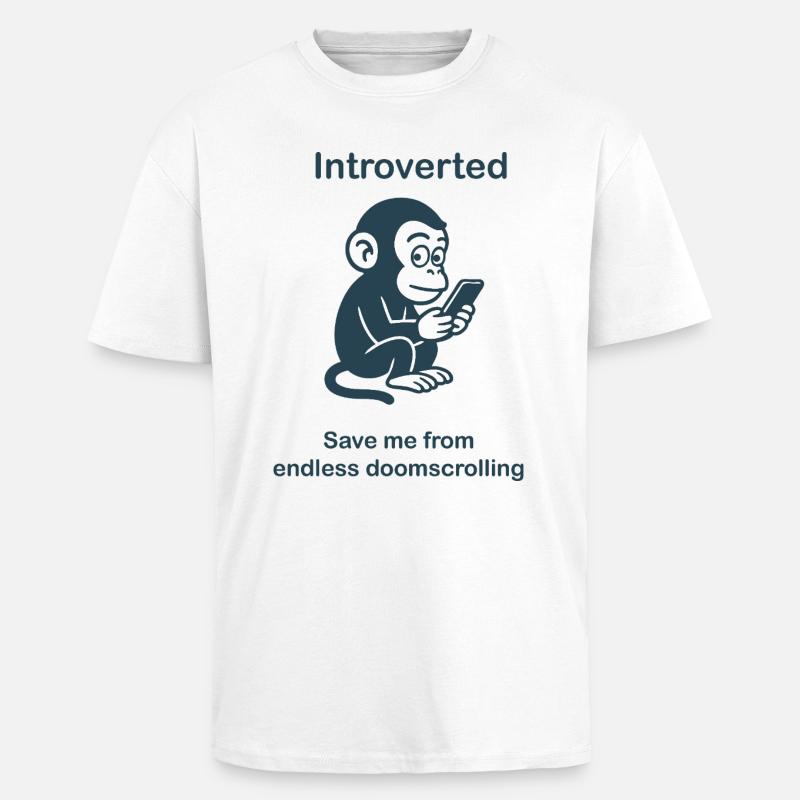 Introvertierter – Endloses Doomscrolling - Oversized Heavyweight Unisex T-Shirt - Weiß