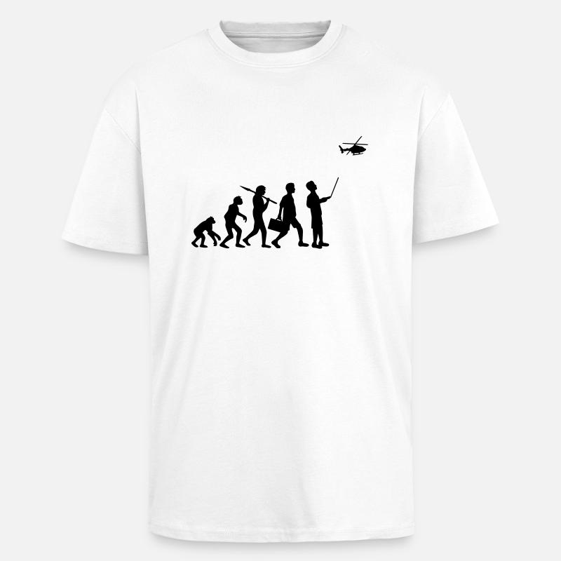 Evolution Ferngesteuert Modellhubschrauber - Oversized Heavyweight Unisex T-Shirt - Weiß