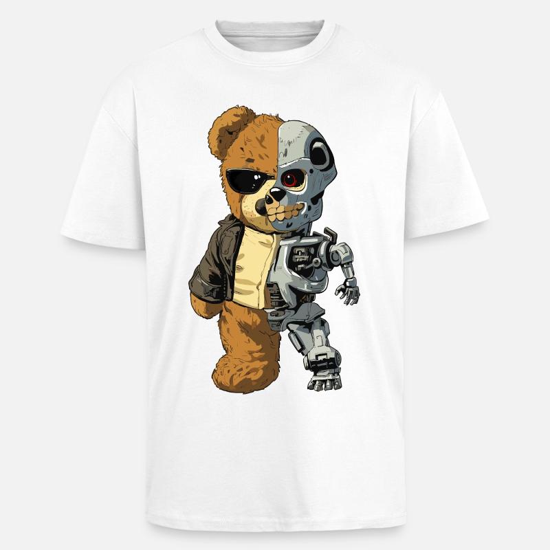 Bärenroboter Cyborg - Oversized Heavyweight Unisex T-Shirt - Weiß