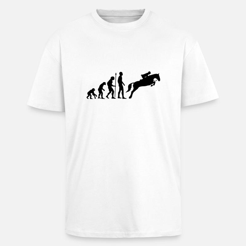 Reiterin Evolution Springreiten Pferde - Oversized Heavyweight Unisex T-Shirt - Weiß
