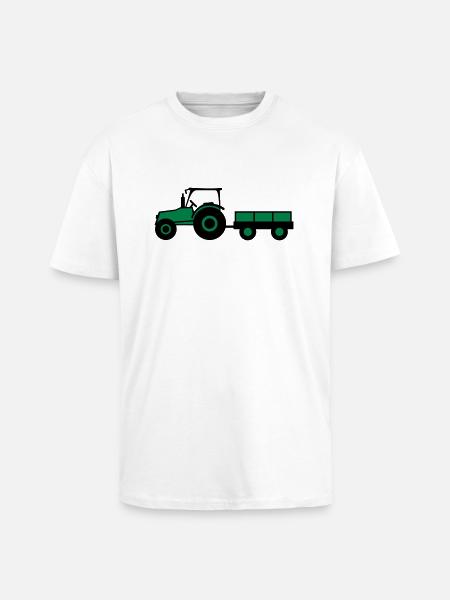 Tractor With Trailer - Unisex Oversized Heavyweight T-shirt - white