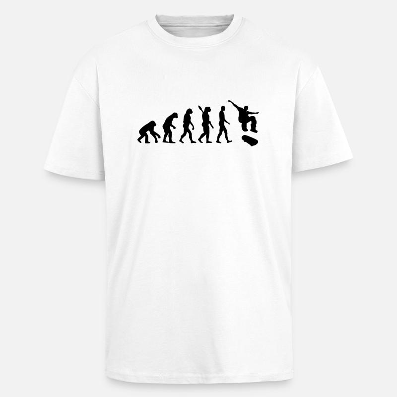 Evolution Skateboard - Oversized Heavyweight Unisex T-Shirt - Weiß