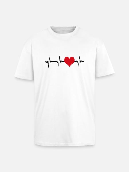 My heart beat loves you - Unisex Oversized Heavyweight T-shirt - white
