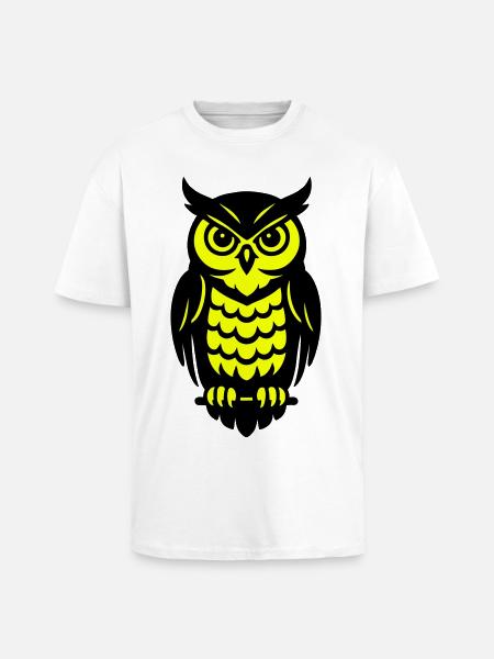 Pop Art Eulen Design - Oversized Heavyweight Unisex T-Shirt - Weiß