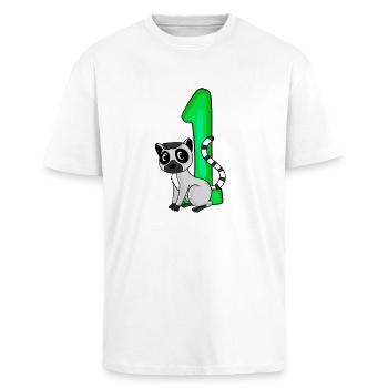 1 Year Old - School Enrollment - Lemur Motif - Number 1 - Unisex Oversized Heavyweight T-shirt - white - Front - Alina (178cm) & Michal (187cm)