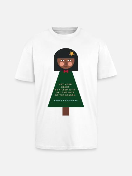 Weihnachtsgruß-Puppe im Grün - Oversized Heavyweight Unisex T-Shirt - Weiß