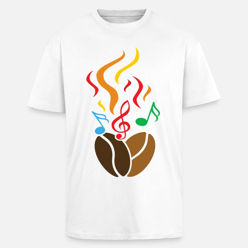 Kaffeebohnen mit Noten - Oversized Heavyweight Unisex T-Shirt - Weiß