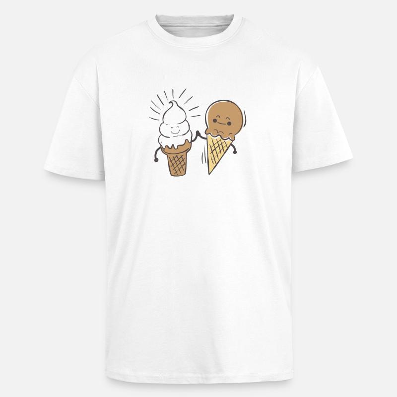 Beste Freunde - Eis - Oversized Heavyweight Unisex T-Shirt - Weiß