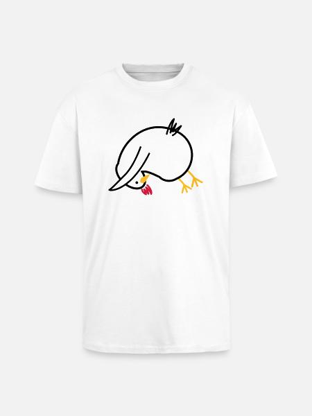 Yoga-Huhn "Hund" - Oversized Heavyweight Unisex T-Shirt - Weiß