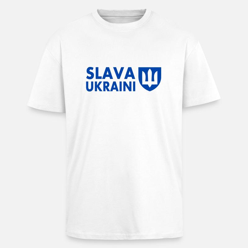 Slava ukraini - Oversized Heavyweight Unisex T-Shirt - Weiß
