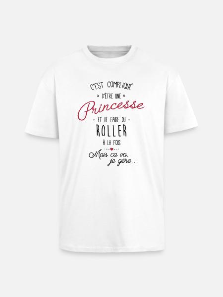 princesse et Roller - T-shirt unisexe oversize épais - blanc