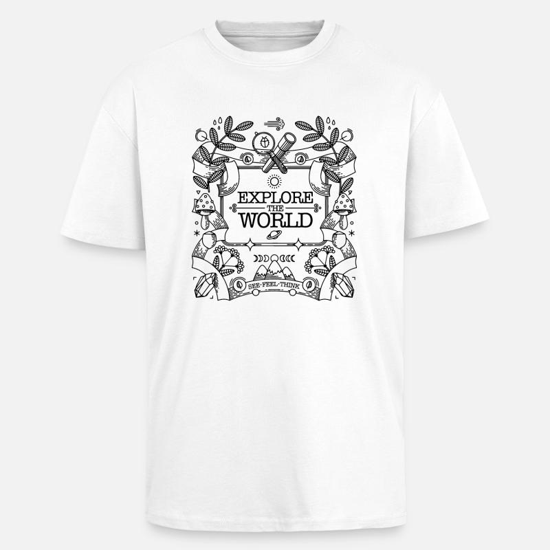 Explorez le monde - T-shirt unisexe oversize épais - blanc