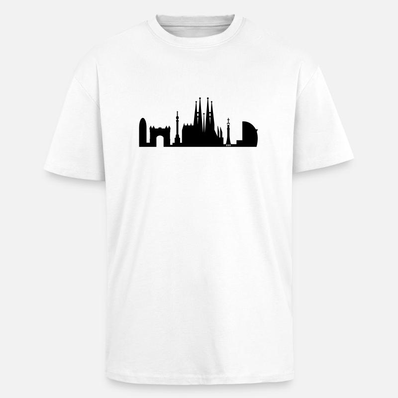 Barcelona Skyline Spanien - Oversized Heavyweight Unisex T-Shirt - Weiß