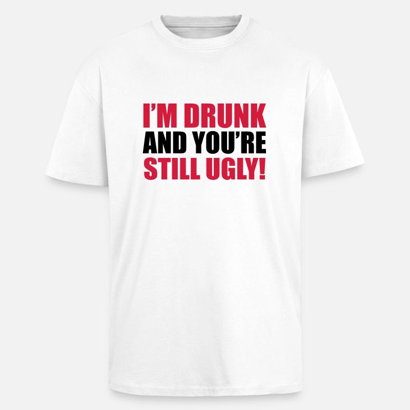 Drunk - Oversized Heavyweight Unisex T-Shirt - Weiß
