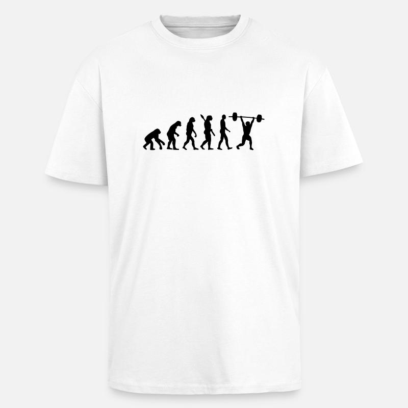 Gewichtheben Evolution - Oversized Heavyweight Unisex T-Shirt - Weiß