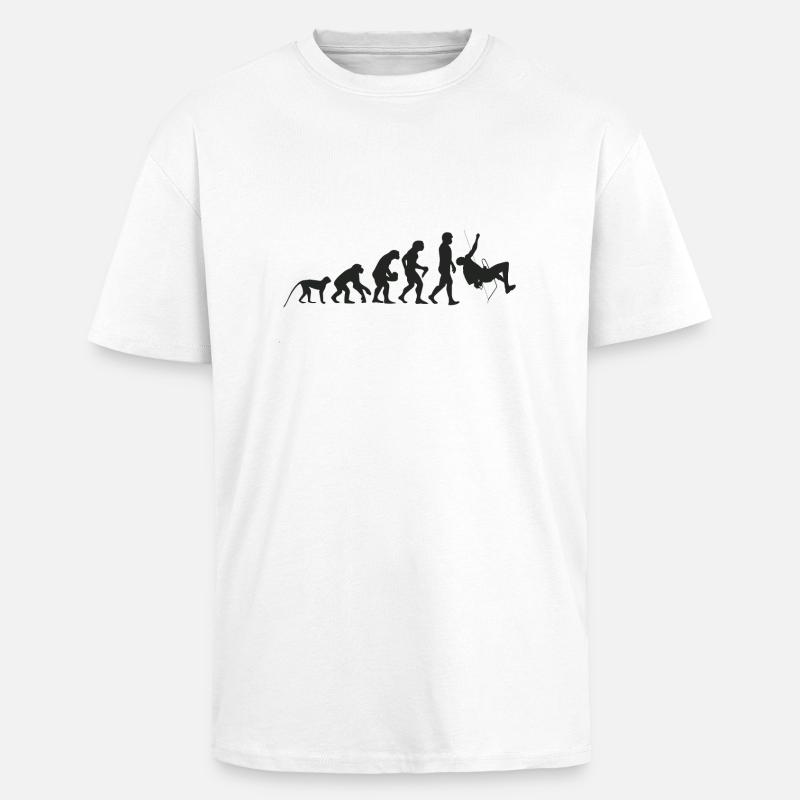 Evolution Klettern - Oversized Heavyweight Unisex T-Shirt - Weiß
