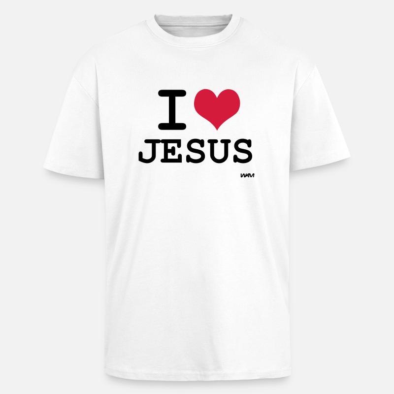 j'aime jésus par wam - T-shirt unisexe oversize épais - blanc