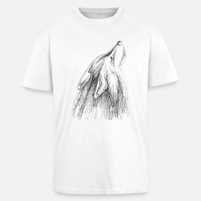 Heulender Wolf - Oversized Heavyweight Unisex T-Shirt - Weiß