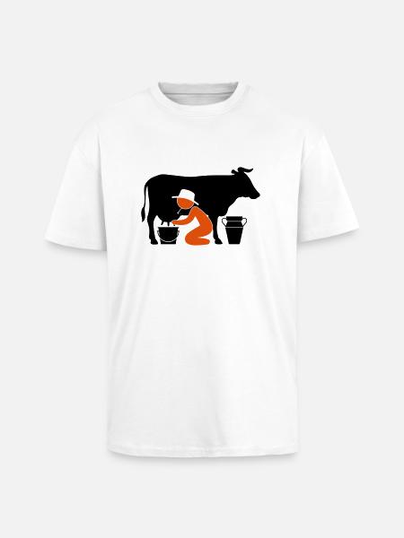 Farmer på malkning en ko - Unisex oversized heavyweight t-shirt - hvid