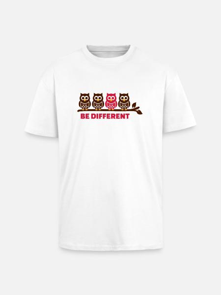 Eule - Oversized Heavyweight Unisex T-Shirt - Weiß