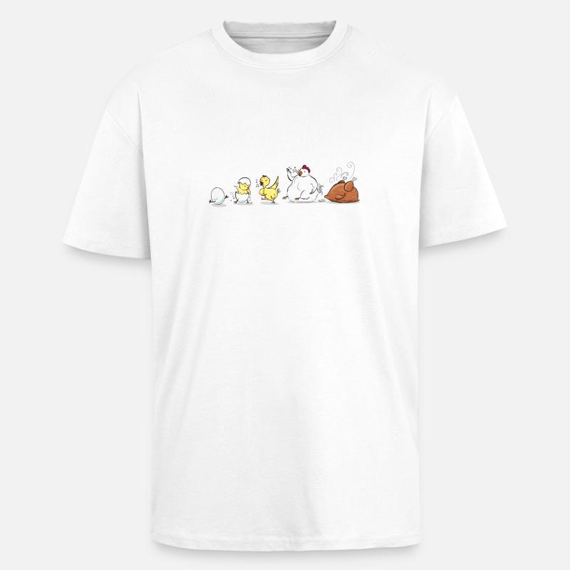 Évolution du poulet - T-shirt unisexe oversize épais - blanc