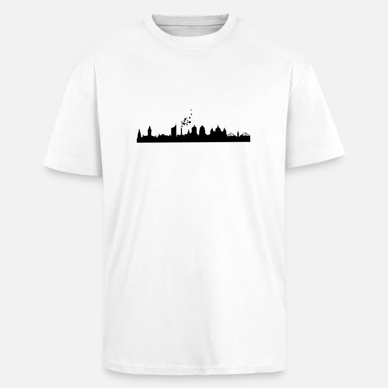 Leipzig Skyline - Oversized Heavyweight Unisex T-Shirt - Weiß