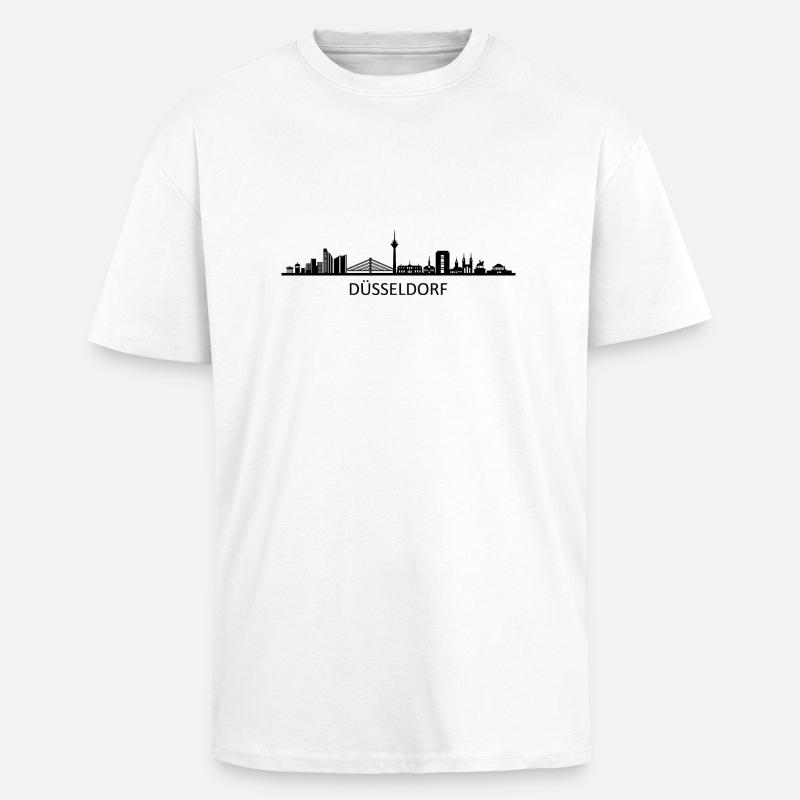 Skyline - Düsseldorf - Oversized Heavyweight Unisex T-Shirt - Weiß