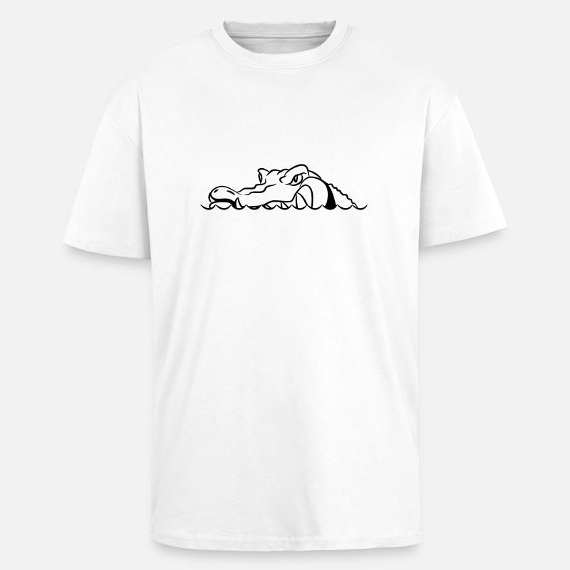 Crocodiles painting pattern striped - Unisex Oversized Heavyweight T-shirt - white
