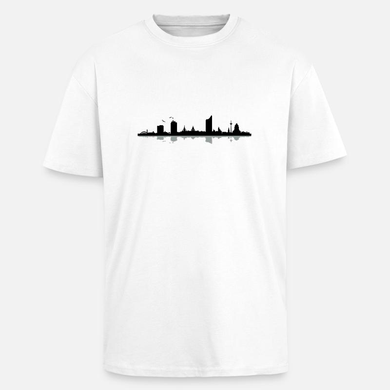 Leipzig Skyline - T-shirt unisexe oversize épais - blanc