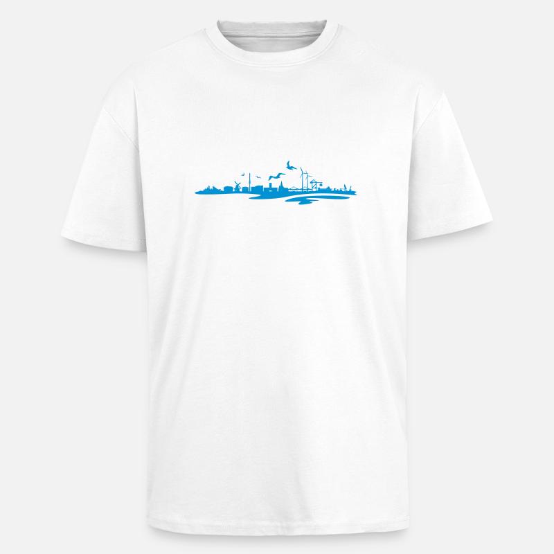 Skyline - Küste Wilhelmshaven - Oversized Heavyweight Unisex T-Shirt - Weiß