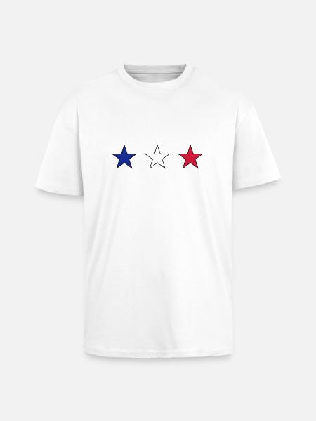 France three stars in blue-white-red - Unisex Oversized Heavyweight T-shirt - white