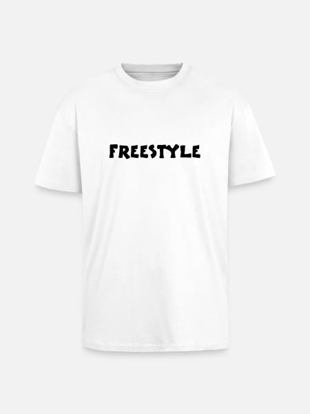 freestyle2_vec_1fr - T-shirt unisexe oversize épais - blanc