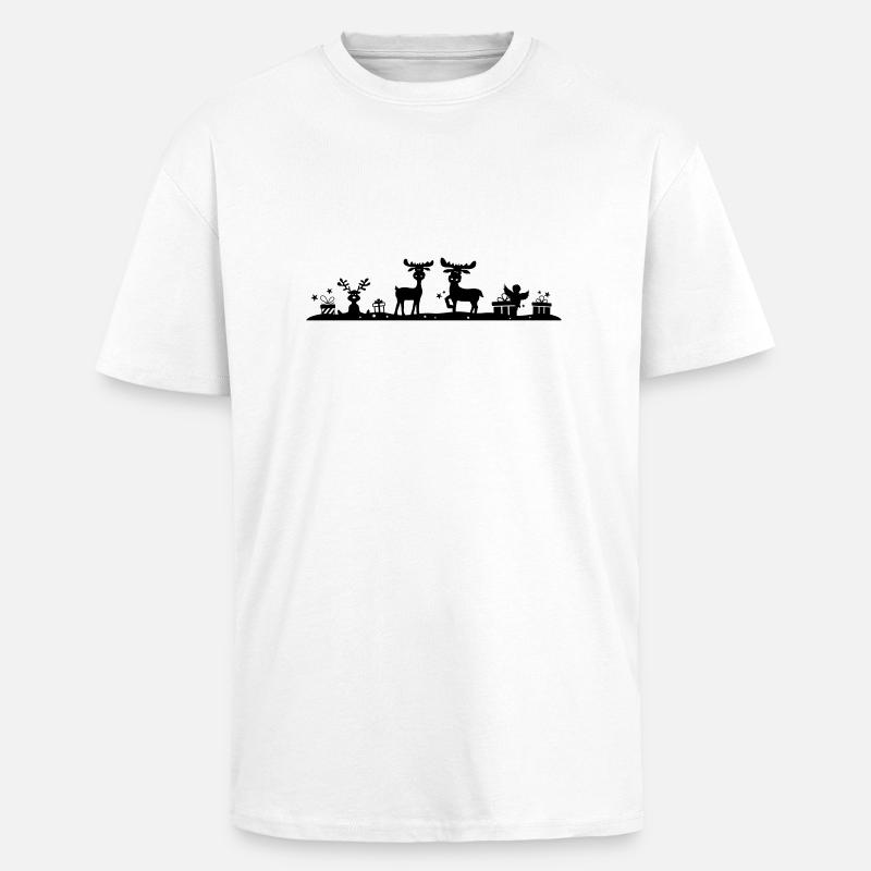 Weihnachten - Elche Wald - Oversized Heavyweight Unisex T-Shirt - Weiß