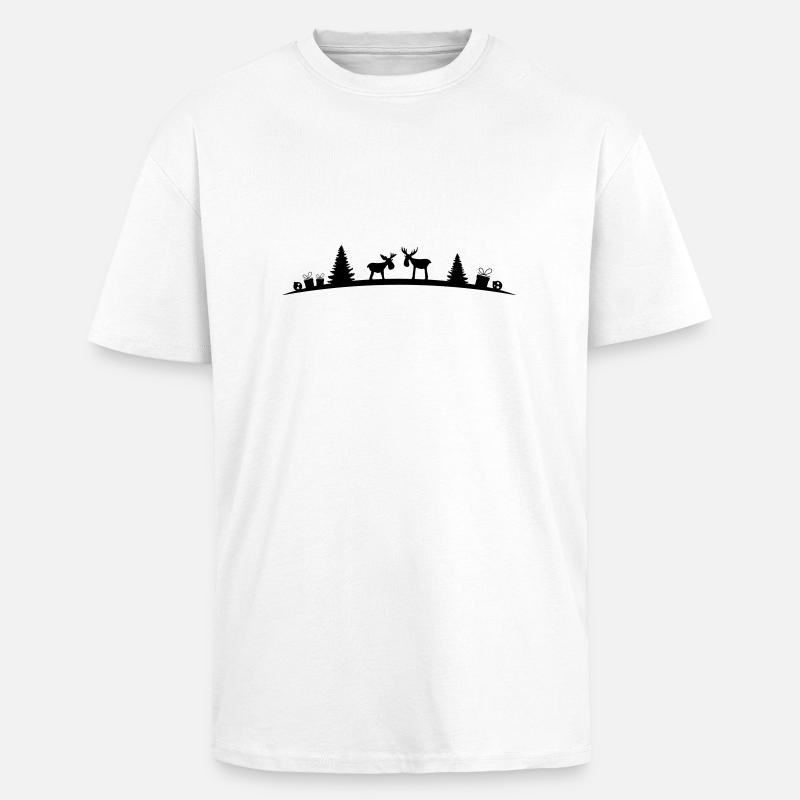 Elche im Wald - Oversized Heavyweight Unisex T-Shirt - Weiß