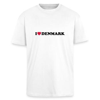 I love Denmark - Unisex oversized heavyweight t-shirt - hvid - Foran - Alina (178cm) & Michal (187cm)