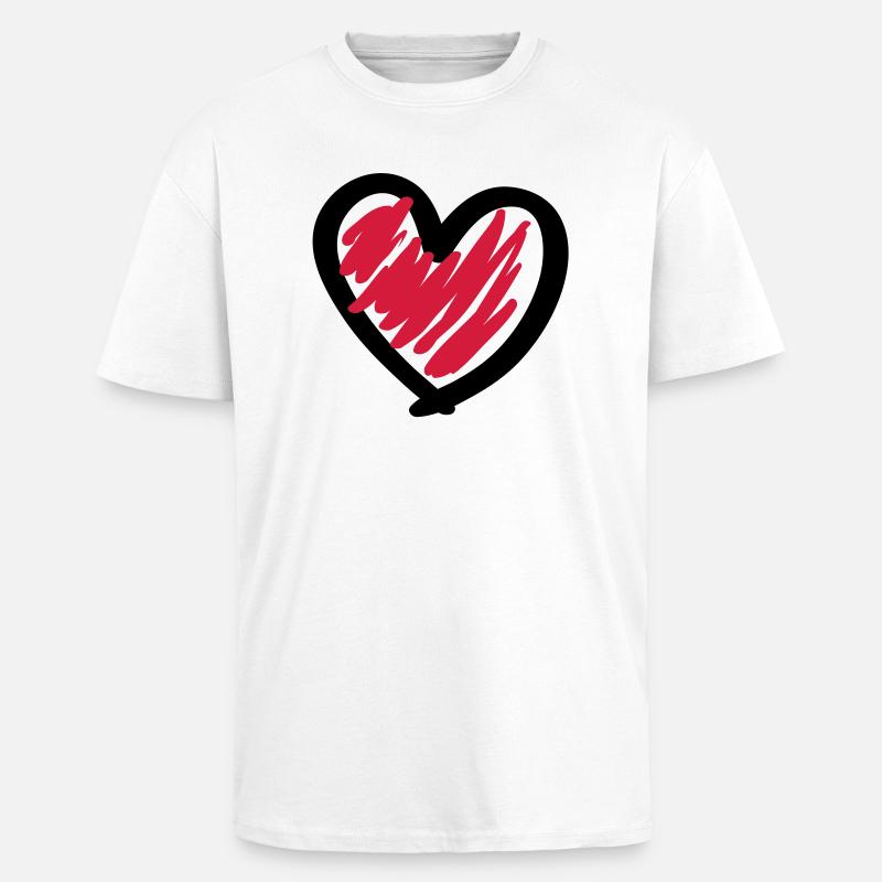 Cool Heart - Oversized Heavyweight Unisex T-Shirt - Weiß