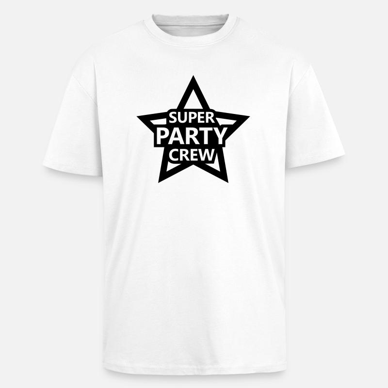 Super Party Crew - T-shirt unisexe oversize épais - blanc