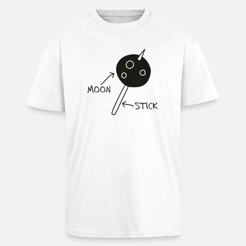 Moon on a Stick (white on dark background) - Unisex Oversized Heavyweight T-shirt - white
